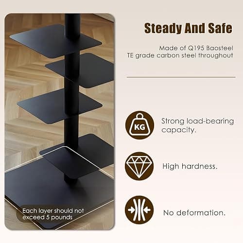 HYHTMER 9-Tier Metal Spine Bookshelf - Vertical Tower for Booksfor Small Spaces, Multipurpose Corner Bookshelf, Tall & Narrow Ladder Bookcase, Ideal Book Display for Home or Office (Orange Color) thumbnail 4