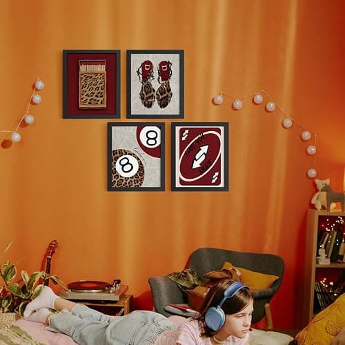DSHFG Red Cheetah Prints Wall Decor Preppy Room Decor Y2K, Funky Leopard Lucky 8 Ball Posters Teen Girl Wall Art for Bedroom Bathroom College Dorm, 8x10 Unframed thumbnail 5