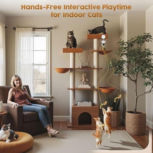 Interactive Cat Toys for Indoor Cats: 2 in 1 Laser Pointer Cat Toy with Automatic Flying Bird & Mouse Wand, Smart Motion Mode Adjustable Speed, USB Rechargeable Safe for Bored Kittens and Adult Cats thumbnail 6