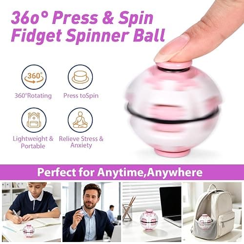 AFN Fidget Spinner Toy, Fidget Ball, Squishy Ball, Press to Spin Gear Sphere,Fidget Spinner Rotating Stress Ball Gift for Halloween Christmas Adults Child, Cool Gadgets Gift thumbnail 3