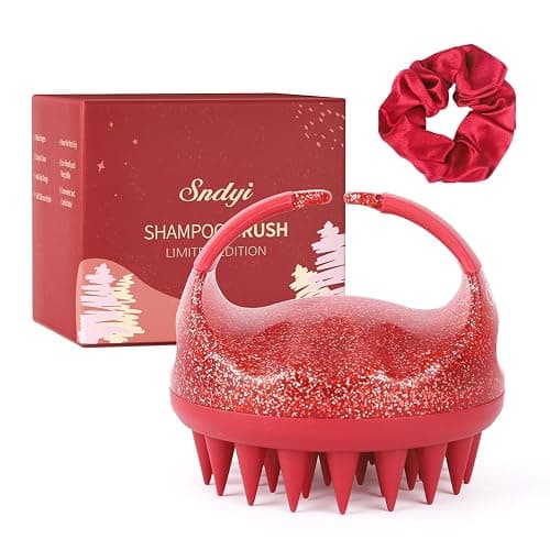 Sndyi Scalp Massager Shampoo Brush, Scalp Scrubber with Soft Silicone Bristles, Scalp Exfoliator for Dandruff Removal, Scalp Massager for Hair Growth, Wet Dry Hair Brush, Red-Limited Edition - Image 1