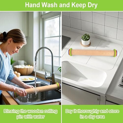 Wood Rolling Pin with Thickness Rings, Adjustable Wooden Rolling Pins for Baking, Dough Roller Pins for Cookie Pastry Tools Cake Baker, Fondant Roller for Decorating Bakery Supplies Kitchen Gadgets thumbnail 5