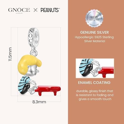 GNOCE Peanuts Snoopy Pendant Dangle Charm for Women, S925 Sterling Silver Dangle Charms for Women Wife, Valentine‘s Day, Mother’s Day Jewelry (Schroeder Piano) thumbnail 6