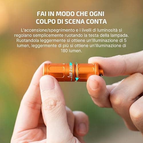 OLIGHT i1R2 Pro EOS Mini Torcia 180 Lumen Portachiavi Torcia USB Ricaricabile Luminosa, IPX8 Impermeabile 2M Protezione Anticaduta Piccola per Campeggio All'aperto (Arancia) thumbnail 4