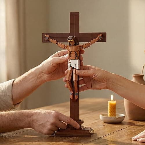 TLOEP Jesus Crucifix Building Set, Christian Cross Display Model (588 Pieces), Faith-Based Religious Decor Statue for Home & Office, Christian Gift for Easter, Lent & Confirmation thumbnail 9