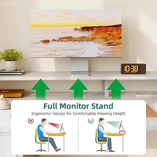 Flrrtenv Computer Desk with 6 Fabric Drawers, 39in Gaming Desk with Power Outlets & Fabric File Cabinet, Home Office Desk with Full Monitor Stand and Shelf, Study Writing Desk for Bedroom, White thumbnail 8