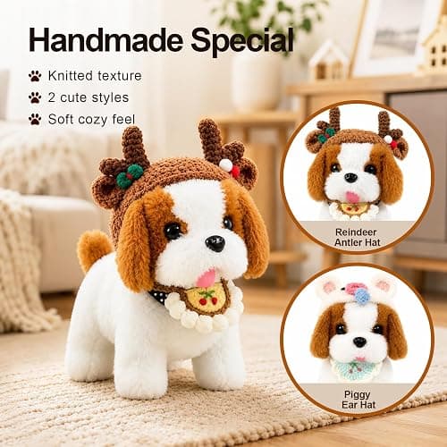wizwink Interactive Electronic Plush Dog Toy, Walking Barking Puppy | Fun Pet Care & Dress-up Game for Kids, Comes with Leash & Handmade Costume Hats, Birthday Gift for Kids Girls Boys Ages 4-8 thumbnail 4