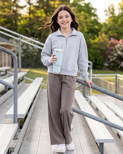 G4Free EverGoing Girls Wide Leg Pants High Waisted Soft Stretchy Sweatpants with Pockets 6-12 Years School Sport thumbnail 3