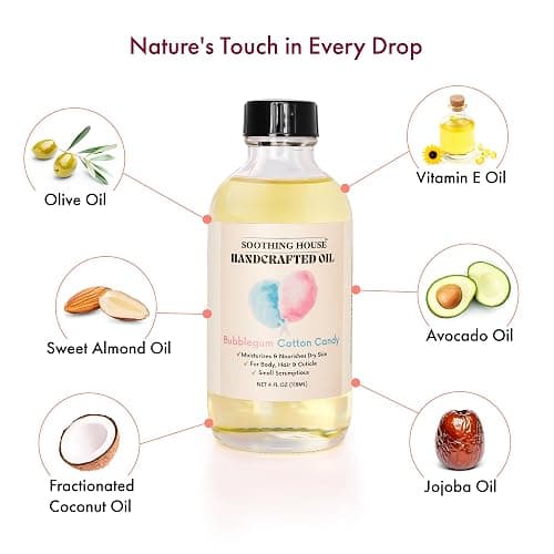 Soothing House Bubblegum Cotton Candy: Moisturizing Body Oil for Soft, Glowing Skin with Almond & Jojoba Oil (4 fl oz) thumbnail 6