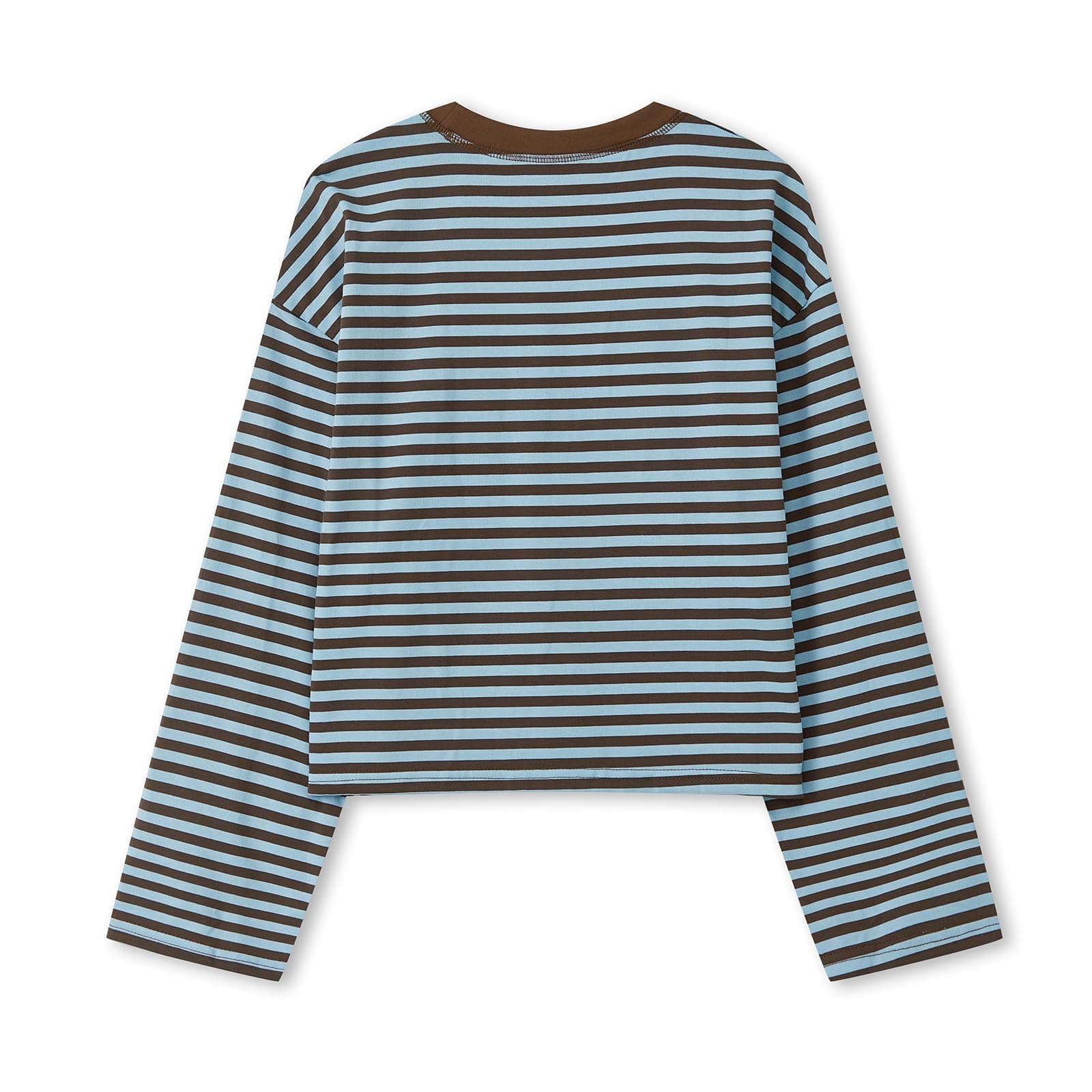 Women Oversized Striped Long Sleeve Shirt Y2k Crewneck Drop Shoulder Cropped Tees Teen Girls Baggy Sweatshirt thumbnail 6