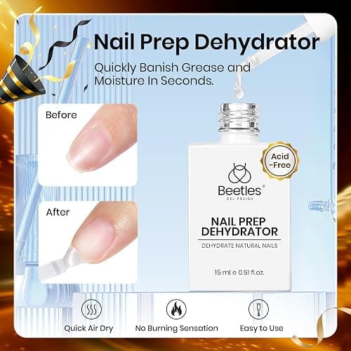 Beetles 15ml Nail Dehydrator and Primer - Acid Free & Hema-Free Natural Prep Dehydrate and Bond Primer for Acrylic Fast Dry Nail Supplies Professional Salons Christmas Set thumbnail 3