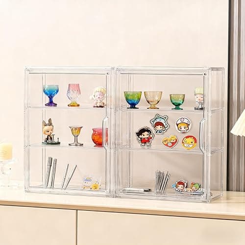 Three Layer Transparent Display Cabinet, Stackable Acrylic Storage Cabinet, dust-Proof and Moisture-Proof Desktop for Character Display Cabinet thumbnail 8