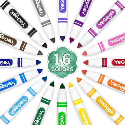 YEGEER 320 Count Washable Markers Bulk – 16 Assorted Colors, Broad Tip Markers for Kids, Teachers, and Classroom Supplies, Perfect for Art and Coloring.(320) thumbnail 3