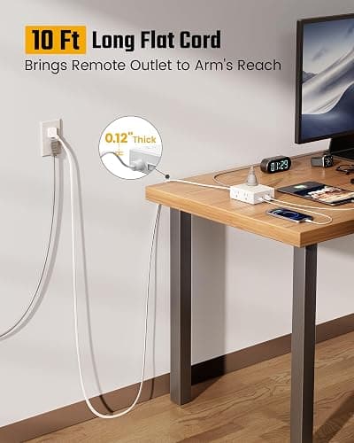 10Ft Extension Cord with Multiple Outlets, Flat Plug Surge Protector Power Strip 10 Ft Long Cord, 8 Outlets & 4 USB Ports (2 USB C), Desk Charging Station for Home Office, College Dorm Room Essentials thumbnail 2