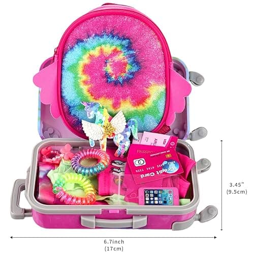 Ecore Fun American 18 Inch Doll Clothes and Accessories, 16 Pcs Girl Doll Clothes and Suitcase Travel Set- Luggage Short Sleeves Skirts Hairband Bag ect (No Dolls) thumbnail 6