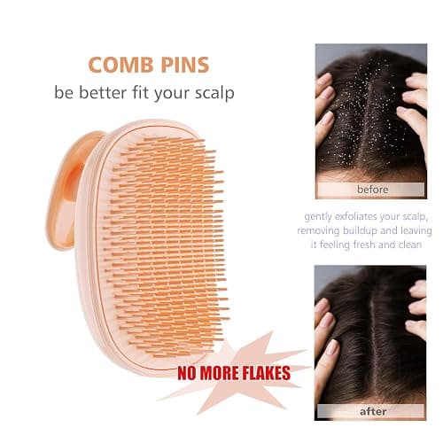 Rebex 2-in-1 Scalp Massager Shampoo Brush,Scalp Scrubber, Exfoliator Brush for Removing Dandruff & Hair Growth,Detangling Scrubber for Wet or Dry Hair (Peach Fuzz Color) thumbnail 5