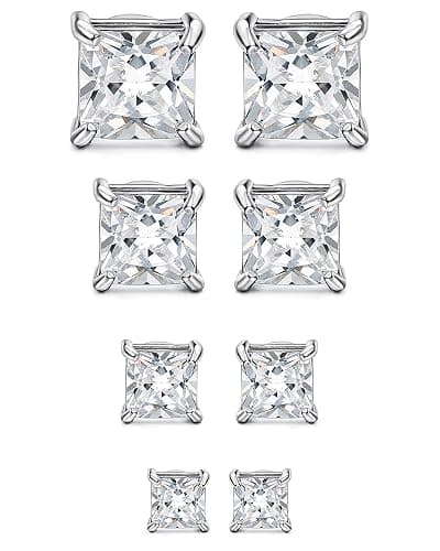 YADOCA 4 Paires Acier inoxydable Magnétique Boucle d'oreille pour Homme Femme Non-piercing Clip on Clou d'oreille Zircone 4-7mm - Image 1