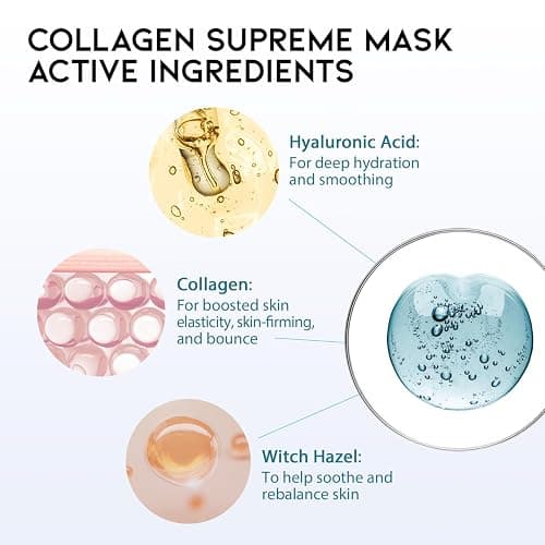 Hydrating Soothing Sheet Masks Gift Set for Skincare, Korean Vegan Sheet Mask for Dry, Sensitive Skin, Calming, Smoothing, Brightening, Collagen, Ceramide, Cica, Hyaluronic Acid 30EA thumbnail 4
