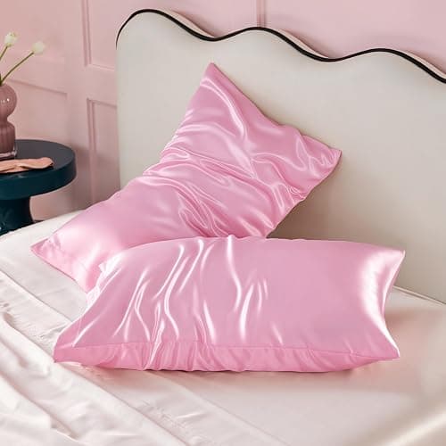 Bedsure Satin Pillowcases Queen Set of 2, Similar to Silk Pillow Cases Pink | Reduces Hair Frizz & Skin Friction, Decorative Covers, Room Decor, Gifts for Women Men, Envelope Closure, Cooling, 20" x 30" thumbnail 4