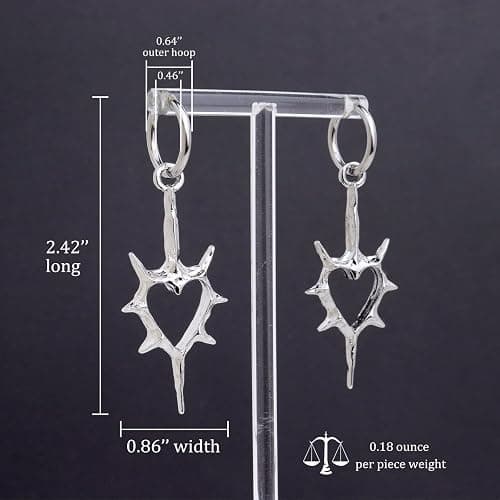 Frigotine Gothic Hoop Dangle Drop Earrings for Women, Trendy Dark Black Y2k Punk Halloween Party Accessories Fashion Jewelry Gift thumbnail 3