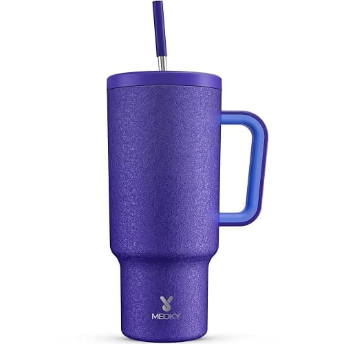 Meoky 40oz Tumbler with Handle, Leak-proof Lid and Straw, Insulated Coffee Mug Stainless Steel Travel Mug, Keeps Cold for 34 Hours or Hot for 10 Hours (Offshore) - Image 1