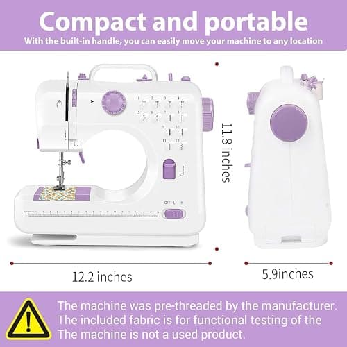 This lightweight Sewing machine is designed for convenience and versatility. Sewing Machine for Beginners,Portable 12 Built-in Stitches,(High-Low Speeds),505UJH.DC Power Supply Method. thumbnail 3