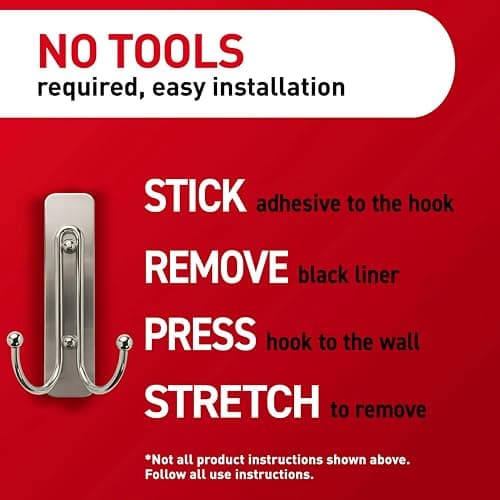 Command Large Matte Black Double Hooks, 2 Hooks and 2 Strips, Damage Free Hanging Wall Hooks with Adhesive Strips, No Tools Coat Hooks for Hanging Home Decor, Holds up to 4 lb thumbnail 9