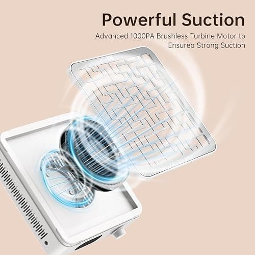 CHRISTINE SHELLY Nail Dust Collector, Cordless Dust Collector Nail Tech, Powerful 1000PA Nail Fan Vent Dust Collector Extractor Dust Suction Machine for Acrylic Nails Polishing (AB Diamond) thumbnail 6