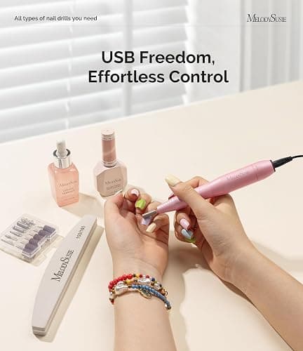 MelodySusie Pen-Shaped Portable USB Nail Drill, PC120I 20000RPM Electric Nail File with Compact Design for All Nail Care, Manicure Polishing, Shaping & Gel Removal at Home for Beginners thumbnail 7