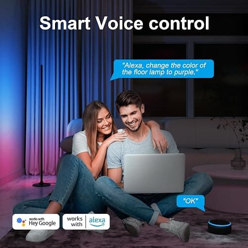 Lanmonlily Corner Floor Lamp, RGB Corner Lamp Compatible with Alexa, Smart Modern Floor Lamp with Music Sync 16 Million DIY Colors & 68+ Scene for Bedroom Living Room and Gaming Rooms thumbnail 5