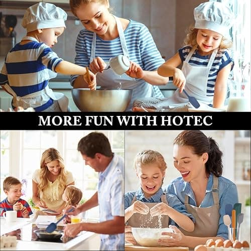 HOTEC Heat Resistant 600℉ BPA-Free Silicone Rubber Spatula Set for Baking, Cooking, and Mixing Non Stick Dishwasher Safe, Neutral Set of 5 thumbnail 7