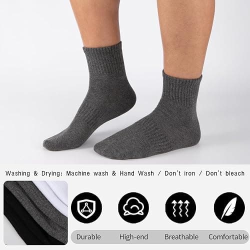 eallco Mens Ankle Socks Cotton Quarter Thin Ankle High Mini Crew Socks for Men 6 Pairs thumbnail 6