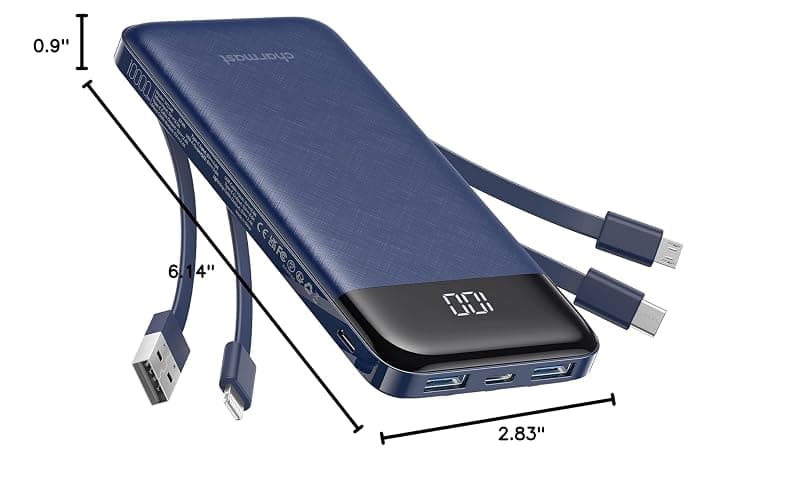 charmast Portable Charger with Built in Cables, Power Bank with Cords Wires, Slim 10000mAh Travel Battery Pack 6 Outputs 3 Inputs 3A Fast Charging for Samsung Google Pixel LG Moto iPhone iPad thumbnail 10