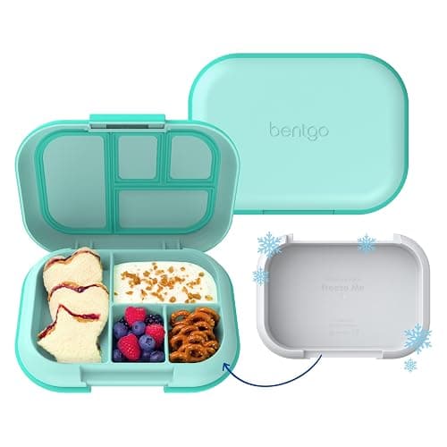 Bentgo Chill Kids Leakproof Lunch Box - 4-Compartment Bento Box with Built-In Ice Pack, 3.3 Cup Capacity, BPA-Free, Microwave & Dishwasher Safe Tray, Ages 3–7 (Aqua) - Image 1