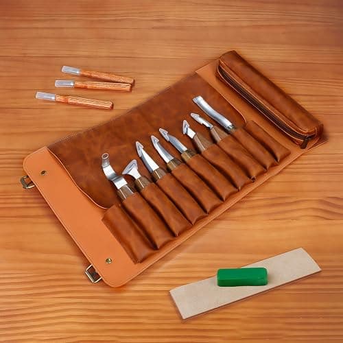 Tekchic Wood Carving Kit Deluxe-Whittling Knife, Wood Carving Knife Set, Wood Whittling Kit for Beginners, Carving Knife Woodworking Wood Carving Tools Set with Large Leather Case thumbnail 3