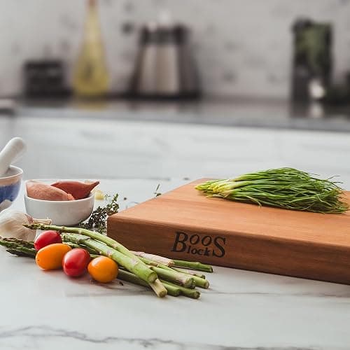 John Boos R-Board Series Rectangular Wooden Cherry Cutting Board 18”x12” – 1.5” Thick, 7-lb Reversible Butcher Block with Edge-Grain & Finger Grips – Made in the USA thumbnail 2