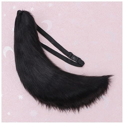 Fxaelian Faux Fur Animal Big Tail Fox Cat Dog Wolf Tail Set Halloween Cosplay Party Costume Accessory thumbnail 2
