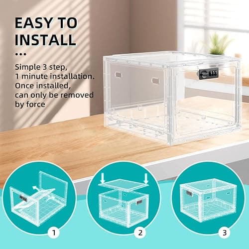 HOLYHY Medicine Lock Box for Safe Medication Storage, Large Refrigerator Lockable Storage Box for Kitchen Food Safe, Phone Jail iPad Tablet Lock Boxes for Kids Home/Office (Clear) thumbnail 7