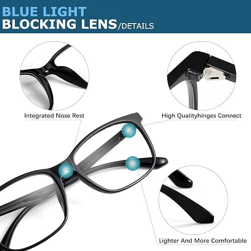 Oilway Blue-Light Blocking Glasses Computer Reading/Gaming/TV/Phones Glasses Fashion Anti Eyestrain UV Glasses for Women Men thumbnail 5
