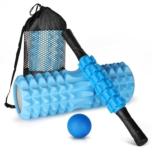 4 in 1 Foam Roller Set, Massage Roller for Back and Legs with Massage Ball and Muscle Roller Stick for Deep Tissue Massage, Yoga Pilates, Exercise, All in Carry Bag - Image 1
