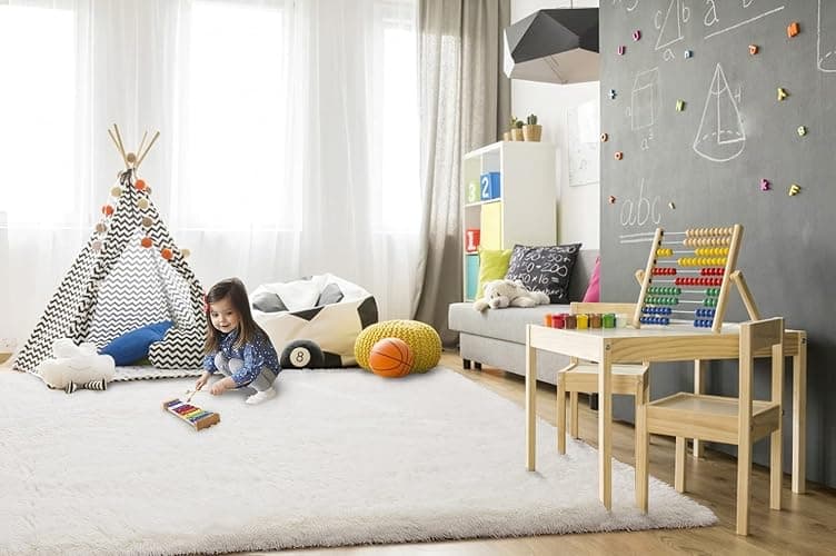 -9-    TWINNIS Super Soft Shaggy Rugs Fluffy Carpets 5x8 Feet, Indoor Modern Plush Area Rugs for Living Room Bedroom Kids Room Nursery Home Decor, Upgrade Anti-Skid Rectangular Fuzzy Rug, Cream White thumbnail 4