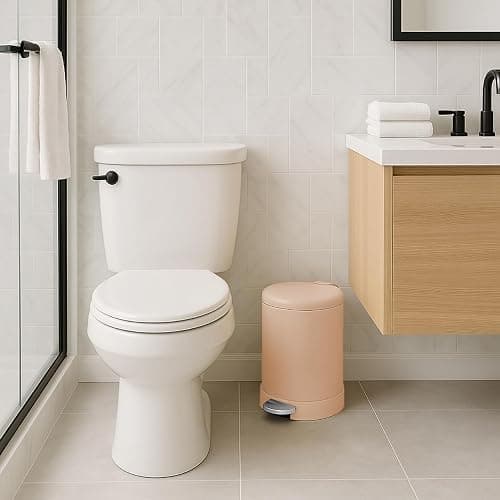 Glad Small Trash Can, 1.2 Gallon | Round Stainless Steel Garbage Bin with Soft Close Lid & Step Foot Pedal | Metal Waste Basket with Removable Inner Bucket, Rust thumbnail 2
