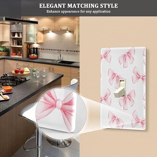 Blueangle Toggle Light Switch Wall Plate Cover - Pink Ribbon Bow Light Switch Cover Decorative Outlet Cover Wall Plate, Size 1-Gang 4.53 x 2.76 Inch thumbnail 6