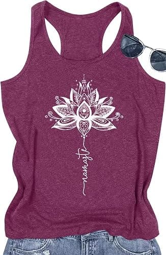 Womens Boho Floral Tank Tops Vintage Mandala Racerback Tank Summer Short Sleeve Tank Cute Tank Tops - Image 1