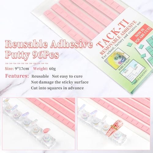 BQAN 2 Set Nail Holder for Painting Nails, Transparent Acrylic Nail Stand for Press on / Fake Nail Tips Training / Nails Display with 96 Pcs Reusable Adhesive Putty thumbnail 3