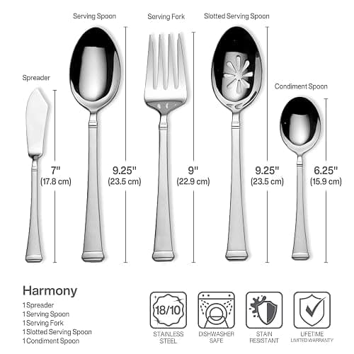 Mikasa Harmony Silverware Set for 12, 65-Piece 18/10 Stainless Steel Flatware Set with Flared Handles, Dishwasher Safe Cutlery Set, Elegant Dining Utensils thumbnail 10
