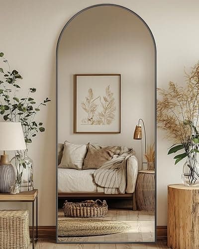 Antok Full Length Mirror, 58"x18" Arched Floor Mirror, Mirror Full Length with Stand, Wall Mounted Mirrors for Living Room Bedroom, Black - Image 1