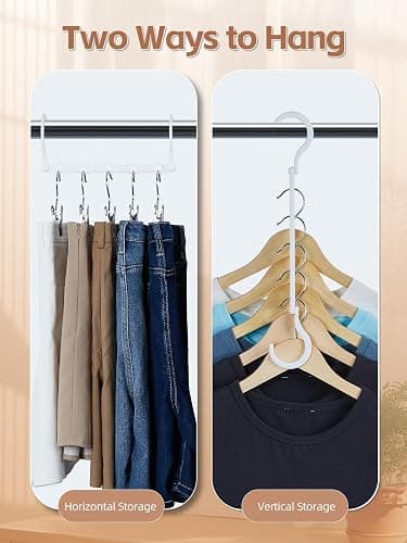 HOUSE DAY Space Saving Hangers, 10 Pack, Closet Organizer and Storage, Cascading & Reinforced Hanger Hooks, Space Saver Hanger Organizer, Dorm Room Essentials for Closet Organization - White thumbnail 5