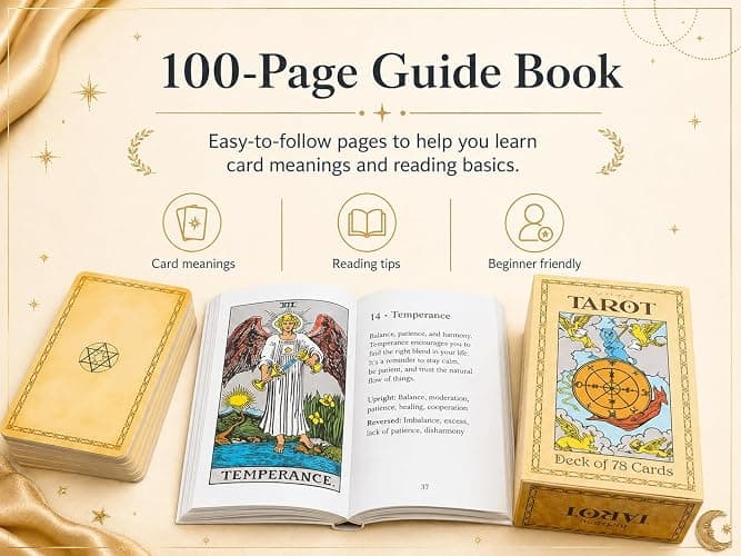Qualis 78 PCS Original Tarot Cards And Book For Beginners Set | Deck with 100 Page Guide Book | Tarot Card Set By Pamela Colman - Smith-Waite Rider Deck For Beginners thumbnail 8