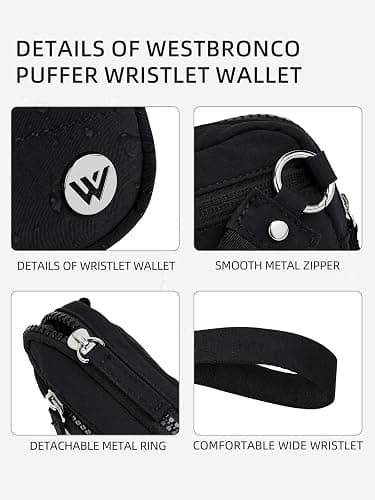 WESTBRONCO Wristlet Wallets for Women Nylon Quilted RFID Wallet with 3 Zipper Purse for Travel thumbnail 6